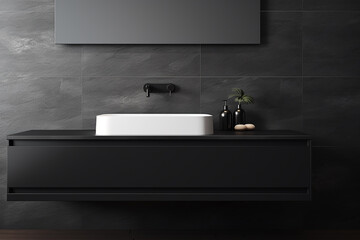 Fototapeta na wymiar 3d rendered bathroom sink with modern cabinet
