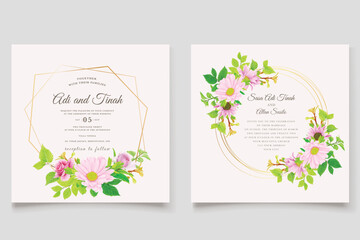 Fototapeta na wymiar pink floral ornament wedding invitation card design