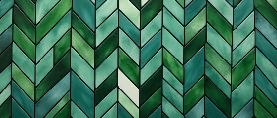 Fondo de azulejos estilo mosaico con baldosas de colores verdes. - obrazy, fototapety, plakaty