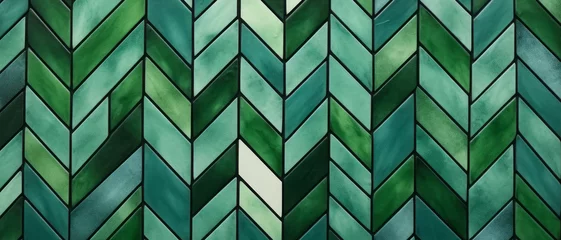 Foto op Canvas Fondo de azulejos estilo mosaico con baldosas de colores verdes. © ACG Visual