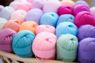 Fotobehang Fondo de ovillos de lana de colores. © ACG Visual