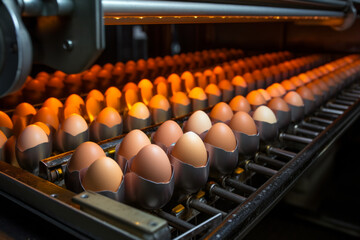 Cinta de transporte de huevos en control de calidad.