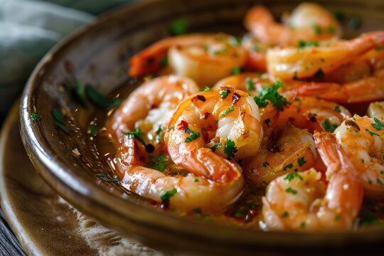 A Culinary Journey to Spain: Gambas al Ajillo, Garlic Shrimp, Skillfully Sauteed in Olive Oil, Garlic Cloves, and Red Chili Peppers, a Taste of Authentic Spanish Seafood Gastronomy.







