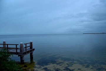 Fototapeta na wymiar picturesque pier overlooking the sea in a Dutch village