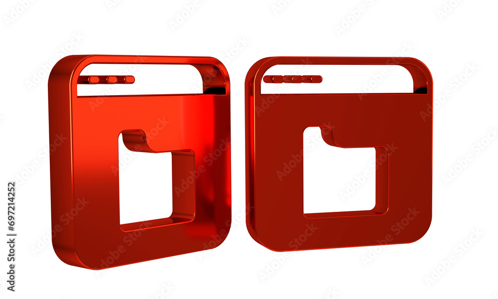 Poster red browser files icon isolated on transparent background.