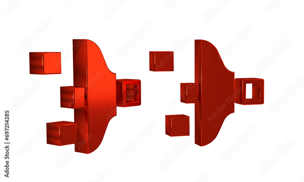 Poster red filter setting icon isolated on transparent background.