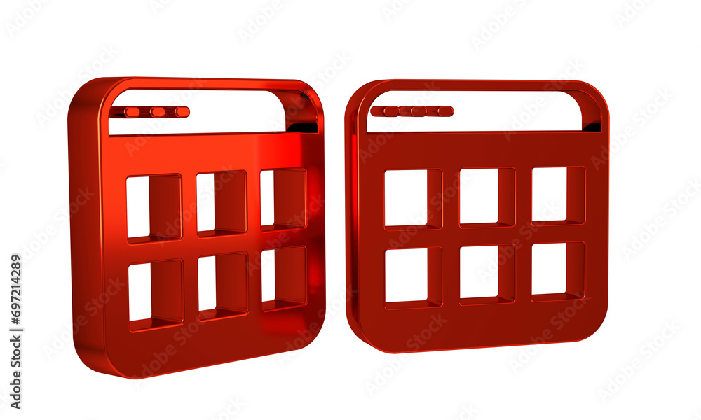 Poster red browser files icon isolated on transparent background.