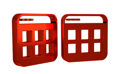 Red Browser files icon isolated on transparent background.