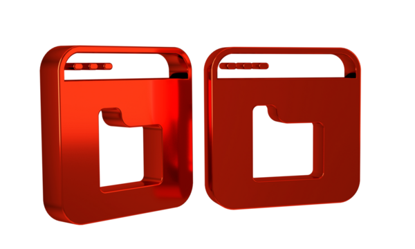 Red Browser files icon isolated on transparent background.