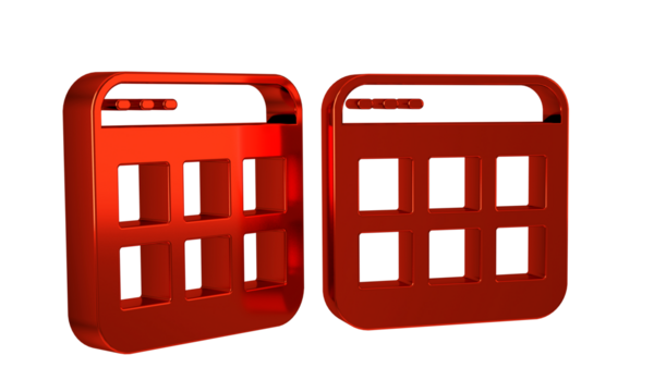 Red Browser files icon isolated on transparent background.