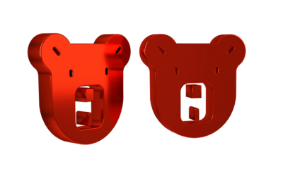 Red Bear head icon isolated on transparent background.