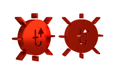 Red Sun icon isolated on transparent background. Summer symbol. Good sunny day.