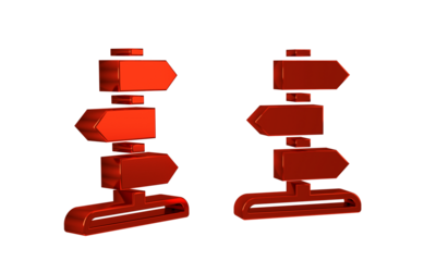 Red Road traffic sign. Signpost icon isolated on transparent background. Pointer symbol. Isolated street information sign. Direction sign.