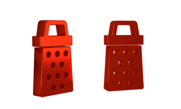 Red Grater icon isolated on transparent background. Kitchen symbol. Cooking utensil. Cutlery sign.