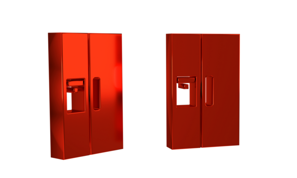 Red Refrigerator icon isolated on transparent background. Fridge freezer refrigerator. Household tech and appliances.