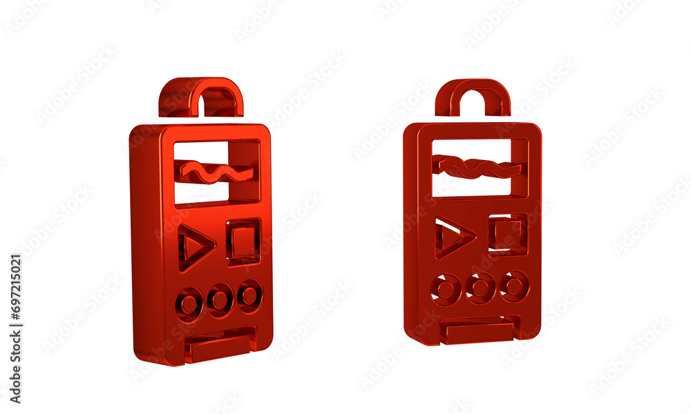 Poster red dictaphone icon isolated on transparent background. voice recorder.
