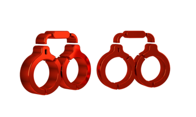 Red Handcuffs icon isolated on transparent background.