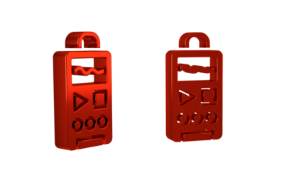Red Dictaphone icon isolated on transparent background. Voice recorder.