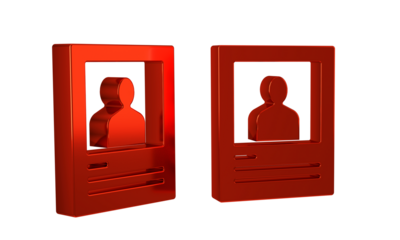 Red Wanted poster icon isolated on transparent background. Reward money. Dead or alive crime outlaw.