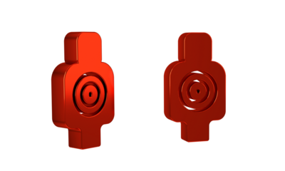 Red Human target sport for shooting icon isolated on transparent background. Clean target with numbers for shooting range or shooting.