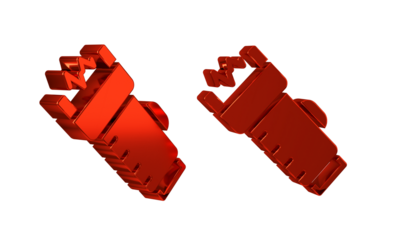 Red Police electric shocker icon isolated on transparent background. Shocker for protection. Taser is an electric weapon.
