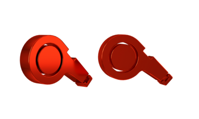 Red Whistle icon isolated on transparent background. Referee symbol. Fitness and sport sign.