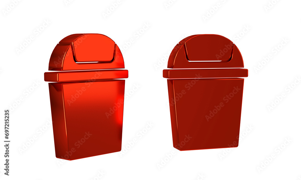 Poster red trash can icon isolated on transparent background. garbage bin sign. recycle basket icon. office