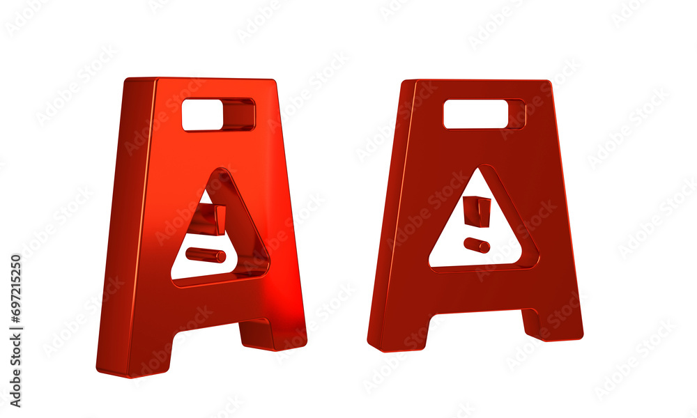 Poster red wet floor and cleaning in progress icon isolated on transparent background. cleaning service con