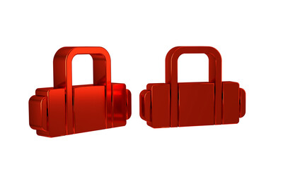 Naklejka premium Red Suitcase for travel icon isolated on transparent background. Traveling baggage sign. Travel luggage icon.