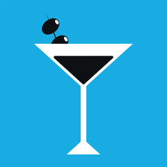 A cocktail . Drinks on the biue background. Vector