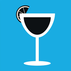 A cocktail . Drinks on the biue background. Vector