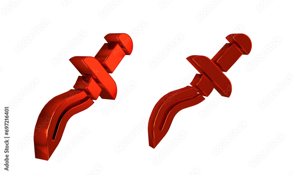 Poster red dagger icon isolated on transparent background. knife icon. sword with sharp blade.