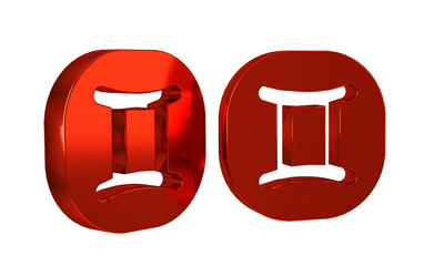 Red Gemini zodiac sign icon isolated on transparent background. Astrological horoscope collection.