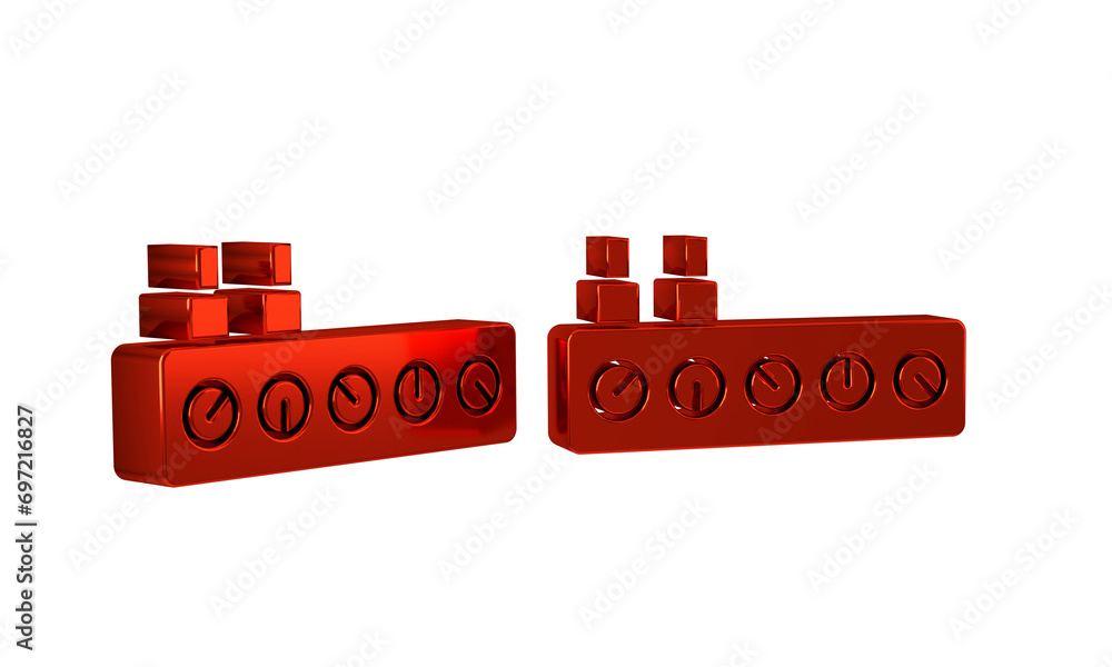 Poster red sound mixer controller icon isolated on transparent background. dj equipment slider buttons. mix