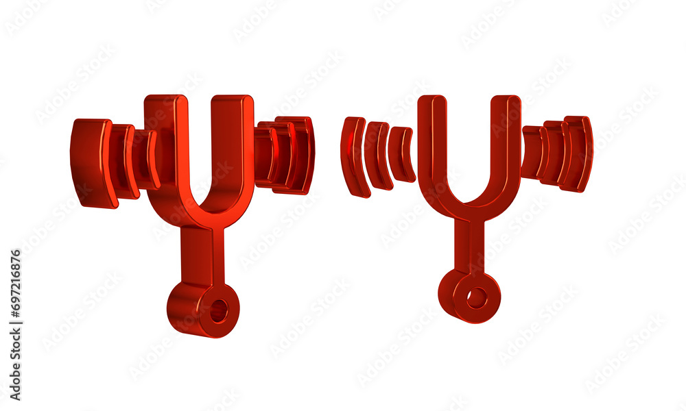 Poster red musical tuning fork for tuning musical instruments icon isolated on transparent background.