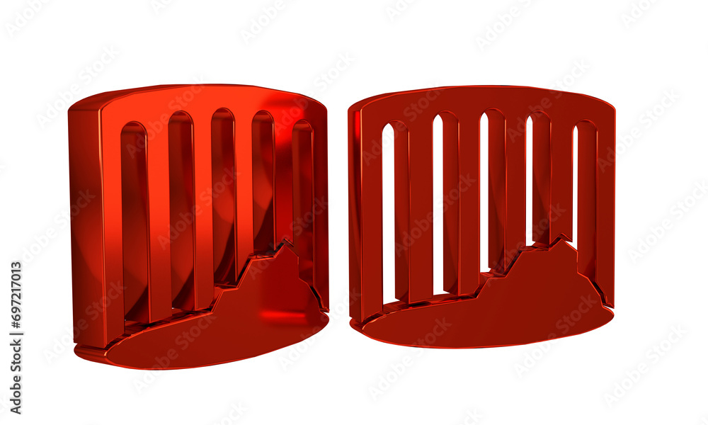 Poster red ancient column icon isolated on transparent background.