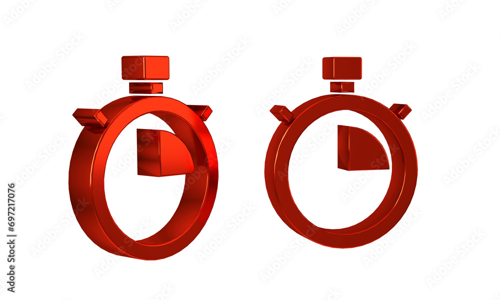 Poster red stopwatch icon isolated on transparent background. time timer sign. chronometer sign.