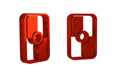Red Greek shield with greek ornament icon isolated on transparent background.