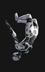 3d Illustration of A woman AI cyborg pose on black background with clipping path. AI project.