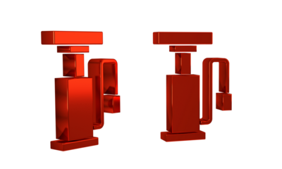 Red Bicycle air pump icon isolated on transparent background.