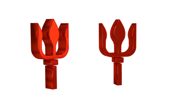 Red Neptune Trident icon isolated on transparent background. - Powered by Adobe
