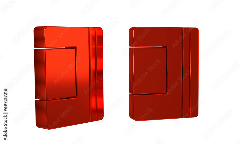 Poster red notebook icon isolated on transparent background. spiral notepad icon. school notebook. writing 