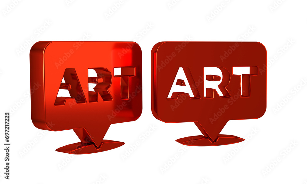 Poster red speech bubble with text art icon isolated on transparent background. message icon. communication