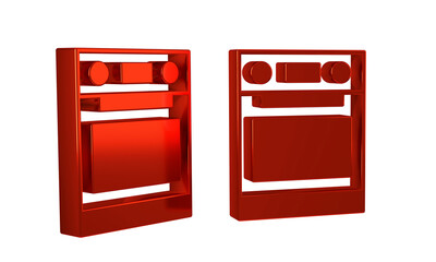 Red Oven icon isolated on transparent background. Stove gas oven sign.