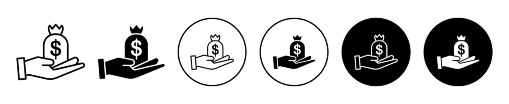loan icon. easy instant credit home loan lending money. personal financial wealth vector set. bribe greed or business profit symbol. hand with dollar money bag sign. cash loan payment service icon
