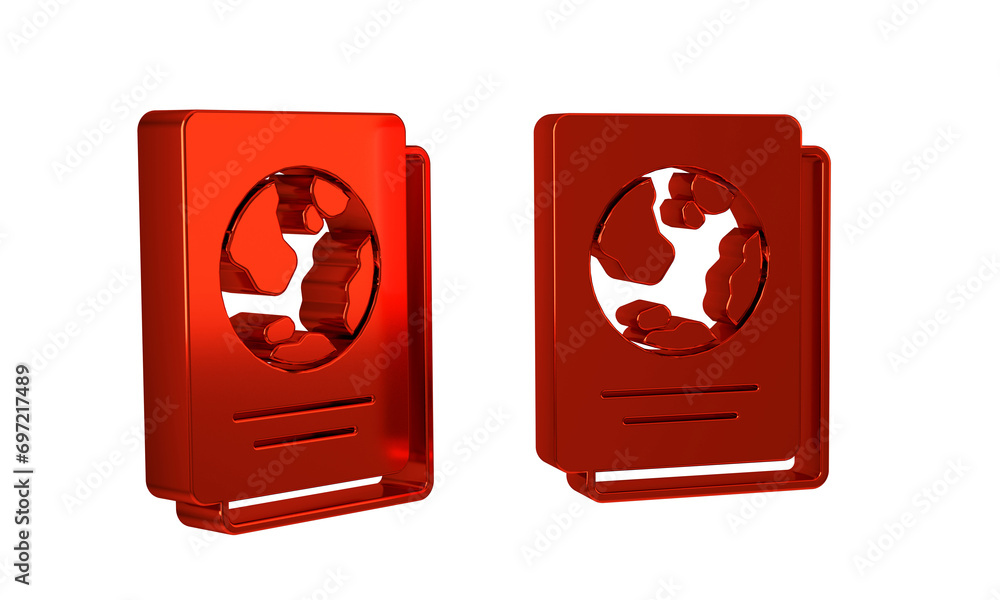 Poster red passport with biometric data icon isolated on transparent background. identification document.