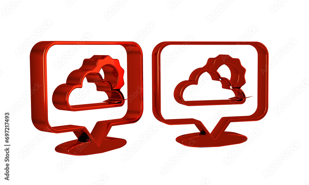 Poster red location cloud icon isolated on transparent background.