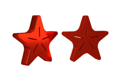 Fototapeta na wymiar Red Starfish icon isolated on transparent background.