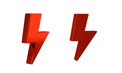 Red Lightning bolt icon isolated on transparent background. Flash sign. Charge flash icon. Thunder bolt. Lighting strike.