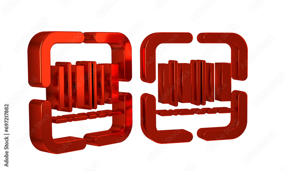 Poster red scanner scanning bar code icon isolated on transparent background. barcode label sticker. identi